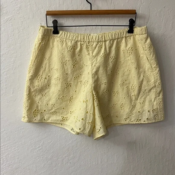 Everlane Yellow Eyelet Pull On Pocket Shorts XL - Picture 2 of 5